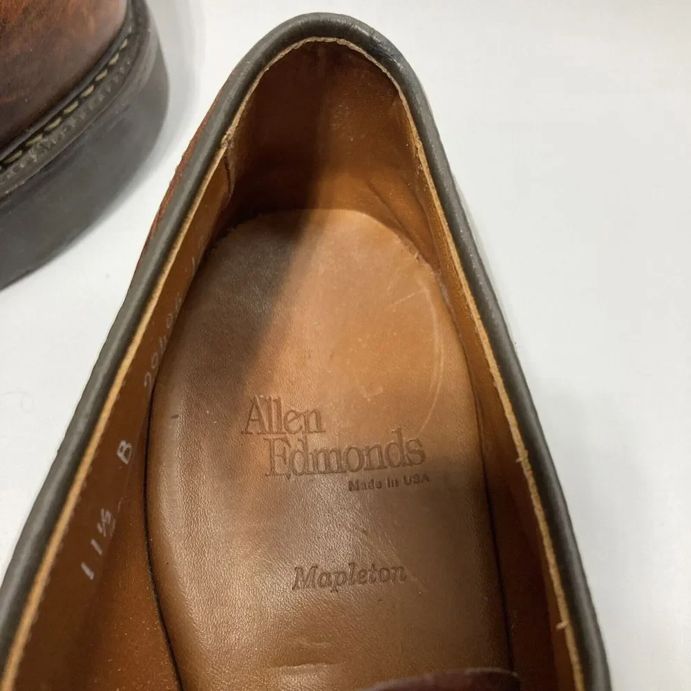 Allen Edmonds Mapleton Brown Leather Lace Up Derby Dress Shoes Men's Size 11.5 B